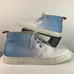 Del Toro men’s white blue leather hi-top chukka lace up sneakers boots size 11